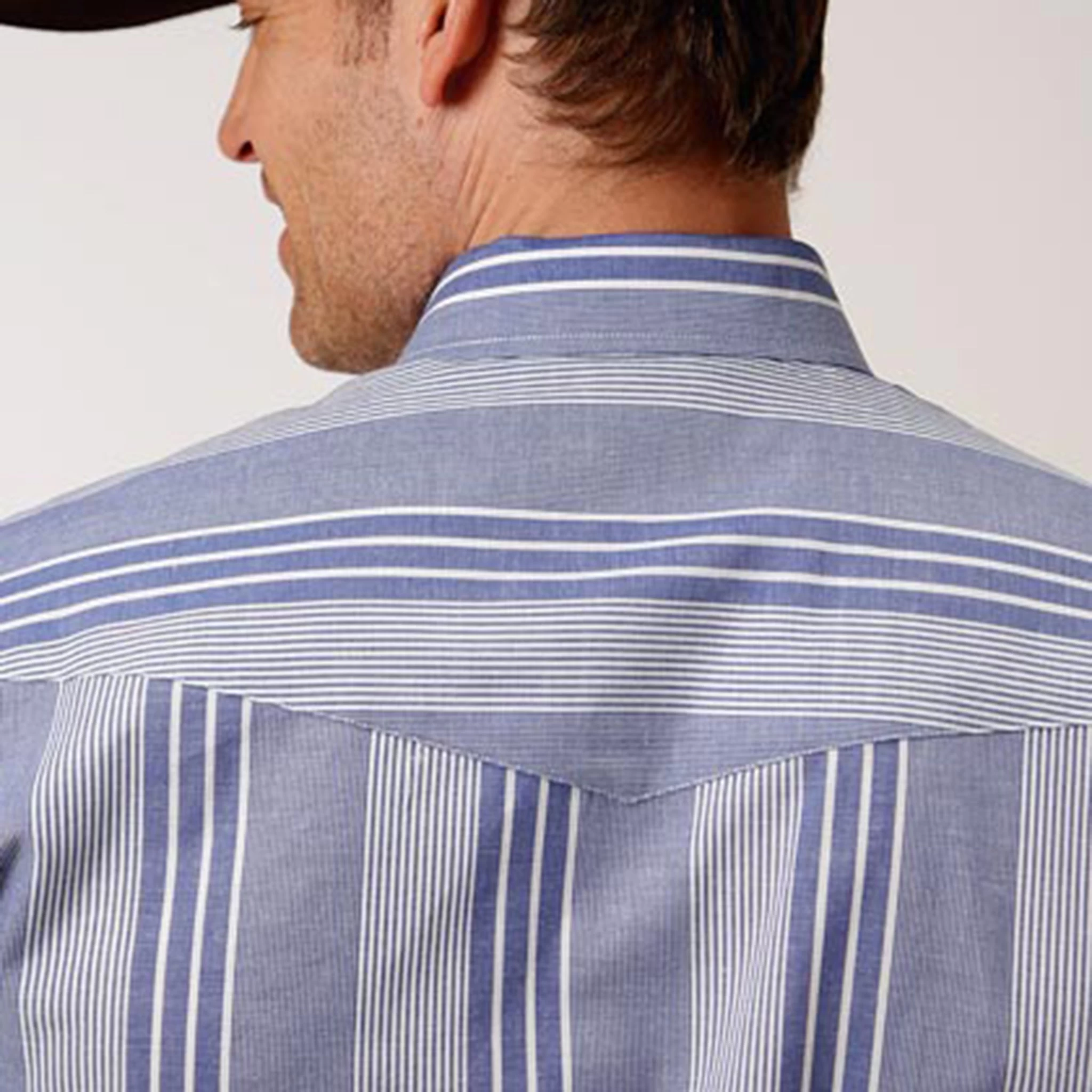 Roper Men's Blue & White Striped Long Sleeve Shirts 5 Roper Men's Blue & White Striped Long Sleeve Shirts - Image 3