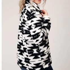ROPER Black And White Aztec Polar Fleece -Western Cowboy Equipment Store 0309802506172side