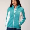Turquoise/White Fleece Jacket 2 Turquoise/White Fleece Jacket -Western Cowboy Equipment Store 0309807946150a
