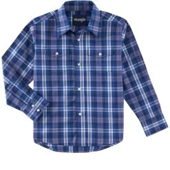Wrangler Boys Blue Plaid L/S