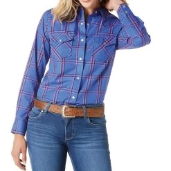 Wrangler Blue Plaid Peral Snap L/S