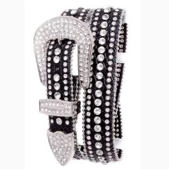 Women's Black Rhinestone Studded Belt
