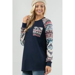Aztec Print French Terry Raglan Top -Western Cowboy Equipment Store 11423085 dfc61c08 850b 4425 b15b 89b020990da3