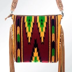 American Darling Cranberry Aztec Blanket Fringe Purse -Western Cowboy Equipment Store 117528 X