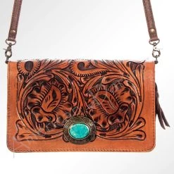 American Darling Tooled Leather W/ Turquoise Crossbody