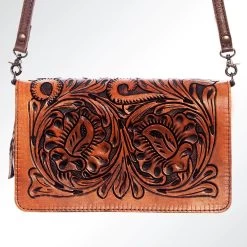 American Darling Tooled Leather W/ Turquoise Crossbody -Western Cowboy Equipment Store 117769 V
