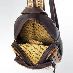 American Darling Tooled Leather W/ Turquoise Stone Backpack -Western Cowboy Equipment Store 118589 J