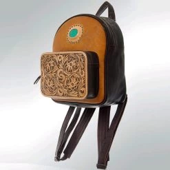 American Darling Tooled Leather W/ Turquoise Stone Backpack -Western Cowboy Equipment Store 118589 Y