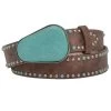 Silver And Turquoise Studded Brown Belt -Western Cowboy Equipment Store 12 da3782