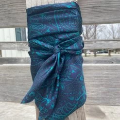 Navy And Turquoise Paisley Wild Rag