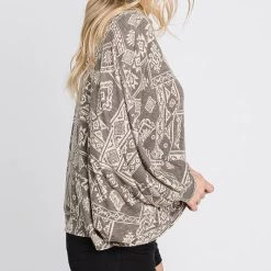 Mocha Terry Print Dohlman Sleeve Top -Western Cowboy Equipment Store 15051069 090eca45 5c85 4757 a0e6 f7ce785e6538