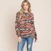 Blush Aztec Long Sleeve Top