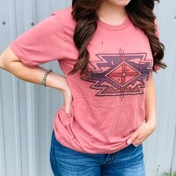 Mauve Aztec Tee -Western Cowboy Equipment Store 1582c