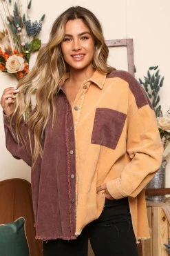 Color Block Corduroy Shacket