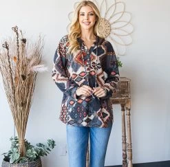 Multicolor Aztec Solid Hoodie