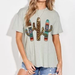 Leopard Cactus Fringe Back Top