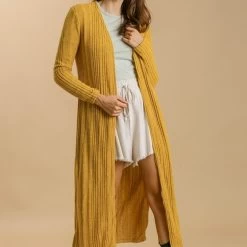 Mustard Long Knit Cardigan