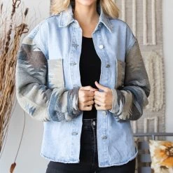 Aztec Contrast Denim Jacket