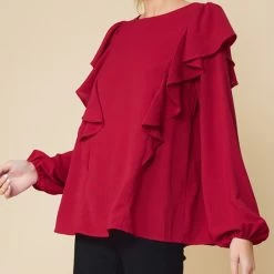 Ruffle Detailed Long Sleeve Top -Western Cowboy Equipment Store 17273678 1a7c2804 50c1 4257 8d59 7b7a709800fd