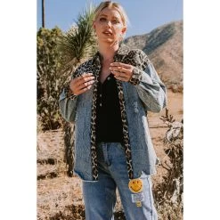 Mixed Print Breast Pocket Washed Jacket