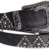 Women's Black Leather Belt With Studded Triangles -Western Cowboy Equipment Store 186 black 1
