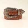 Women's Brown And Blue Floral Laced Belt -Western Cowboy Equipment Store 1 12 NAT FLRL WBLUE LACE prd 75423 s da60471
