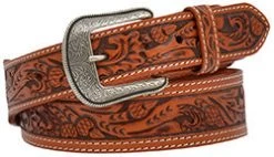 Men's Natural Acorn Hand Tooled Belt