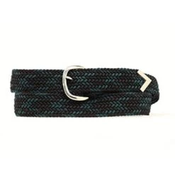 Braided Black Green Web Belt