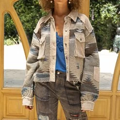 Aztec Corduroy Trim Jacket