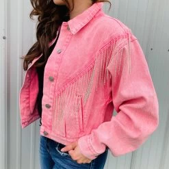 Denim Rhinestone Fringe Jacket -Western Cowboy Equipment Store 22154Jj