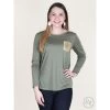 Olive Long Sleeve Sequin Pocket Tee 1 Olive Long Sleeve Sequin Pocket Tee -Western Cowboy Equipment Store 2960e sage