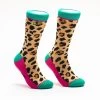 Women's Pink And Teal Cheetah Wild Thing Socks -Western Cowboy Equipment Store 34156