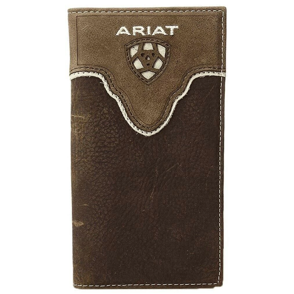 Ariat Distressed Brown Shield Inlay Rodeo Bi-Fold 3 Ariat Distressed Brown Shield Inlay Rodeo Bi-Fold