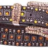 Women's Brown Gator Rhinestone Studded Belt