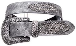 Women's Pewter Oval Rhinestone Belt