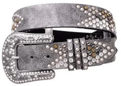 Women's Pewter Chevron Rhinestone Belt