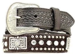 Nocona Kid's Black Calf Hair Belt With Rhinestones