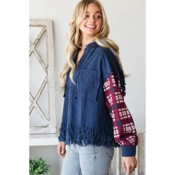 Plaid Sleeve Button Front Jacket -Western Cowboy Equipment Store 737d8598 ddec 42d6 86f6 7f846d417591