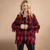 Fringe Detail Buffalo Plaid Shacket