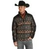 Powder River Men's Black Aztec Full Zip Softshell Jacket -Western Cowboy Equipment Store 92 1049