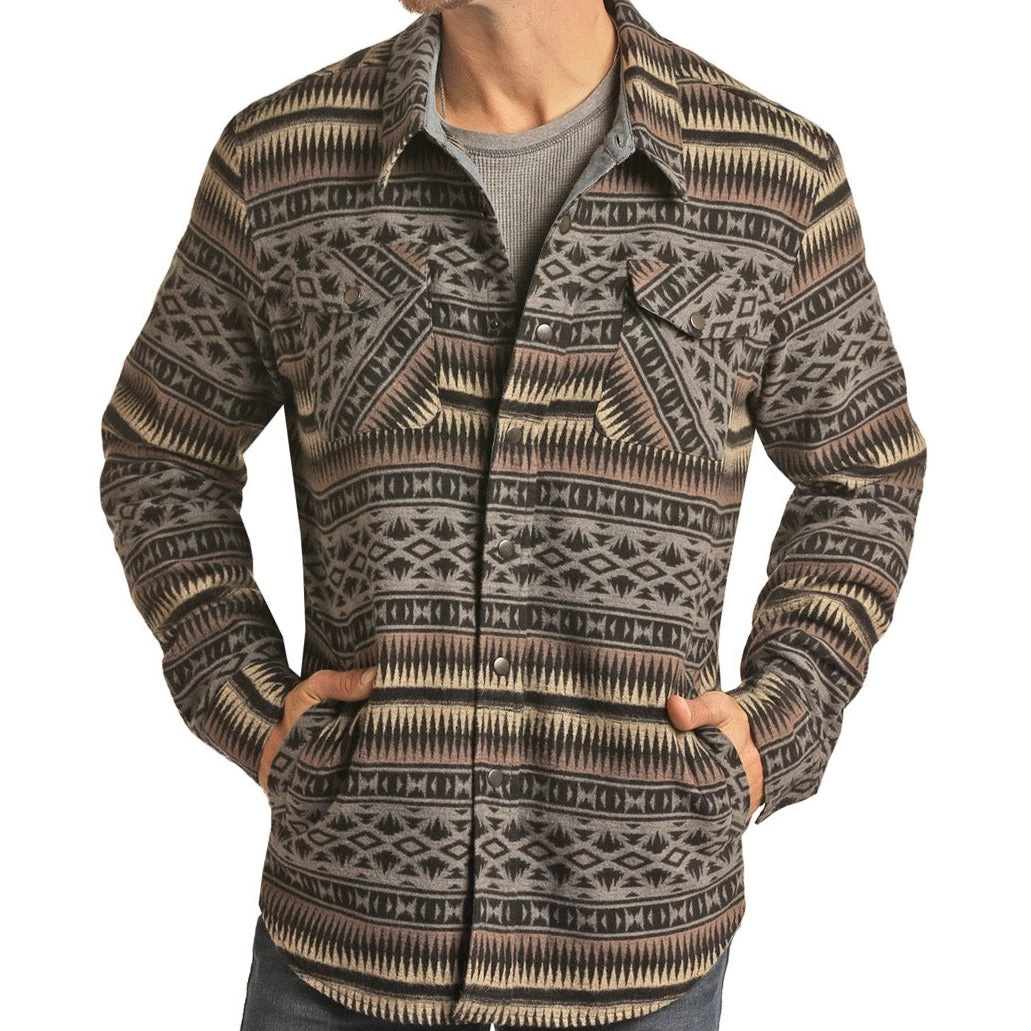 Rock & Roll Jacquard Aztec Shirt Jacket 3 Rock & Roll Jacquard Aztec Shirt Jacket