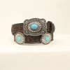 Ariat Women's Brown Floral Embossed With Turquoise Stone Belt -Western Cowboy Equipment Store A1529402