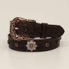 Ariat Ladie's Brown Floral Flower Concho Belt -Western Cowboy Equipment Store A1533902