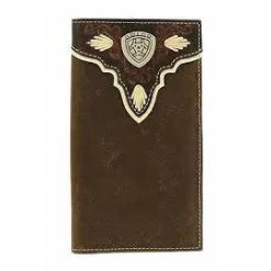 Ariat Men's Dark Distressed Trim Shield Rodeo Western Wallet