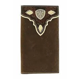 Ariat Men's Dark Distressed Trim Shield Rodeo Western Wallet 3 Ariat Men's Dark Distressed Trim Shield Rodeo Western Wallet