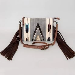 American Darling Gray Blanket Fringe Crossbody -Western Cowboy Equipment Store ADBG236D4B