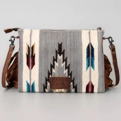 American Darling Gray Blanket Fringe Crossbody -Western Cowboy Equipment Store ADBG236D4D