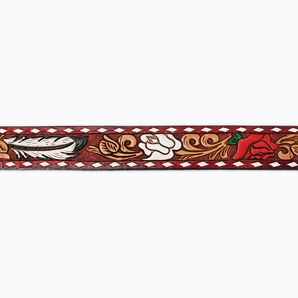 American Darling Red & White Flower Tooled Belt 5 American Darling Red & White Flower Tooled Belt - Image 3