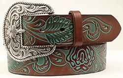 Ariat Women's Turquoise Roses And Leaf Scroll 3 Ariat Women's Turquoise Roses And Leaf Scroll