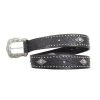 Women's Black Tooling With Sliver Diamond Stud Belt -Western Cowboy Equipment Store BLT512 01